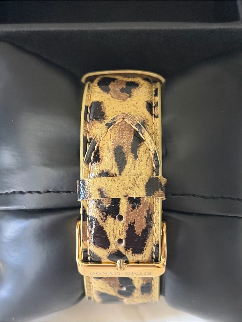 Ritmo Mundo Palazxo Men’s Gold Square Dress Watch with Black and gold  Strap